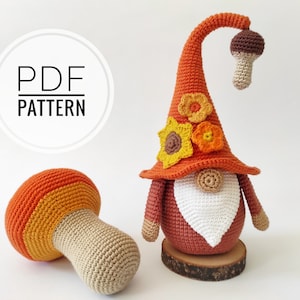 Forest gnome Fall gnome Gnome patterns Crochet mushroom Crochet patterns Amigurumi mushroom Mushroom decor Mushroom plushie Autumn gnome