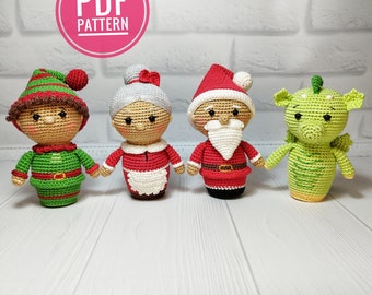 Christmas crochet patterns Dragon pattern Easy crochet pattern  Primitive patterns Amigurumi pattern Mini toys xmas pattern pdf