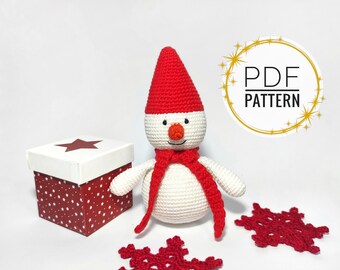 Sneeuwpop patroon Haakpatronen Kerst haak Kerst patroon Kerst ornament Kerst diy Amigurumi patroon Gemakkelijk haakpatroon