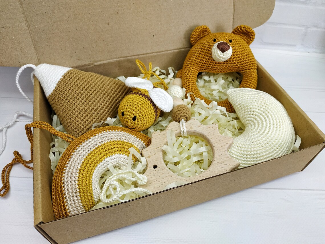 Hanging toys for baby play gym and rattle Etsy