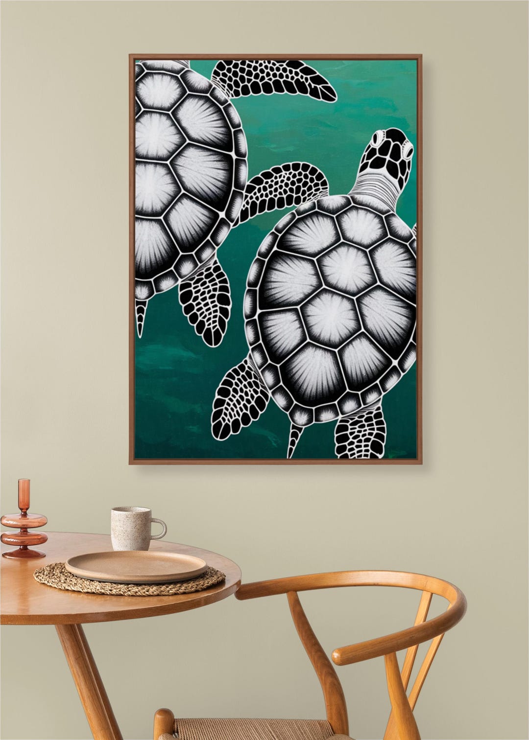 Turtle Notan Sea Turtle Art Print: Black and White Ocean Wall Decor (digital ...
