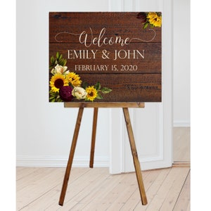 SUNFLOWER RUSTIC Wedding Welcome Sign, Sunflower wedding decor, sunflower wedding sign, custom wedding decor, personalized sign