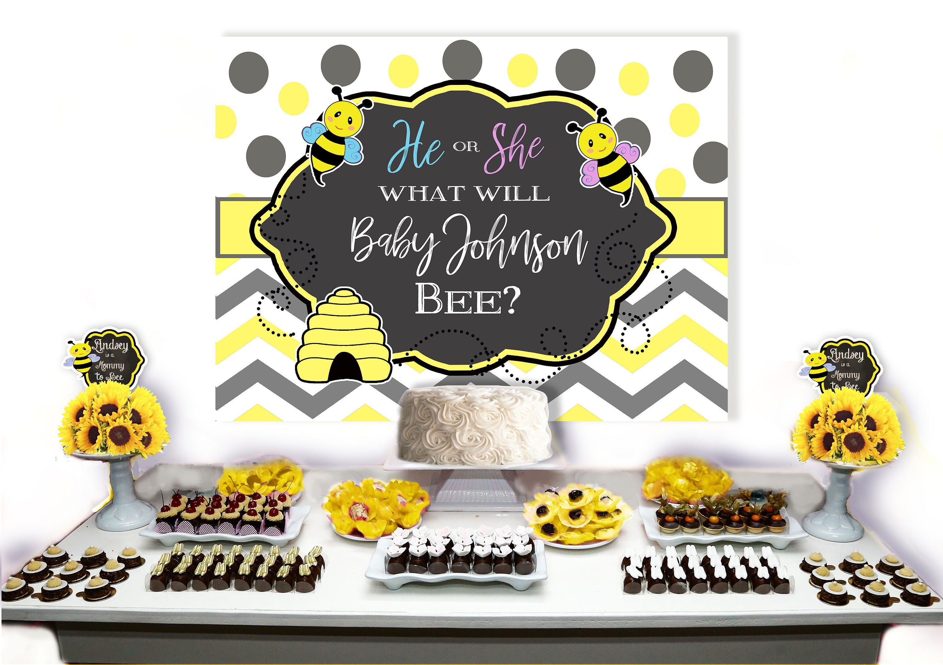 What Will It Bee Bee Gender Reveal Or Baby Shower Cake Table Etsy