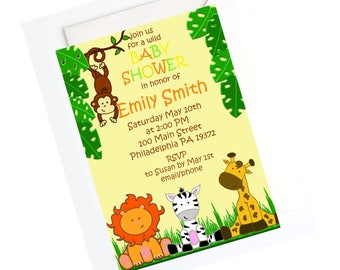 JUNGLE INVITATION, Jungle Baby Shower Invitation, Safari Baby Shower, Jungle Theme
