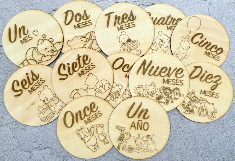 Winnie the Pooh Monthly Milestone Plaques, Baby Photo Props, Hello ...