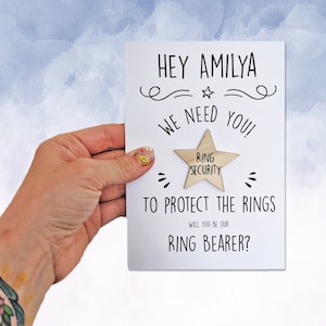 Personalised Ring Bearer security Proposal Card - Will You Be Our Ring Bearer, Will You Be My Ring Bearer, ring security Wooden Badge