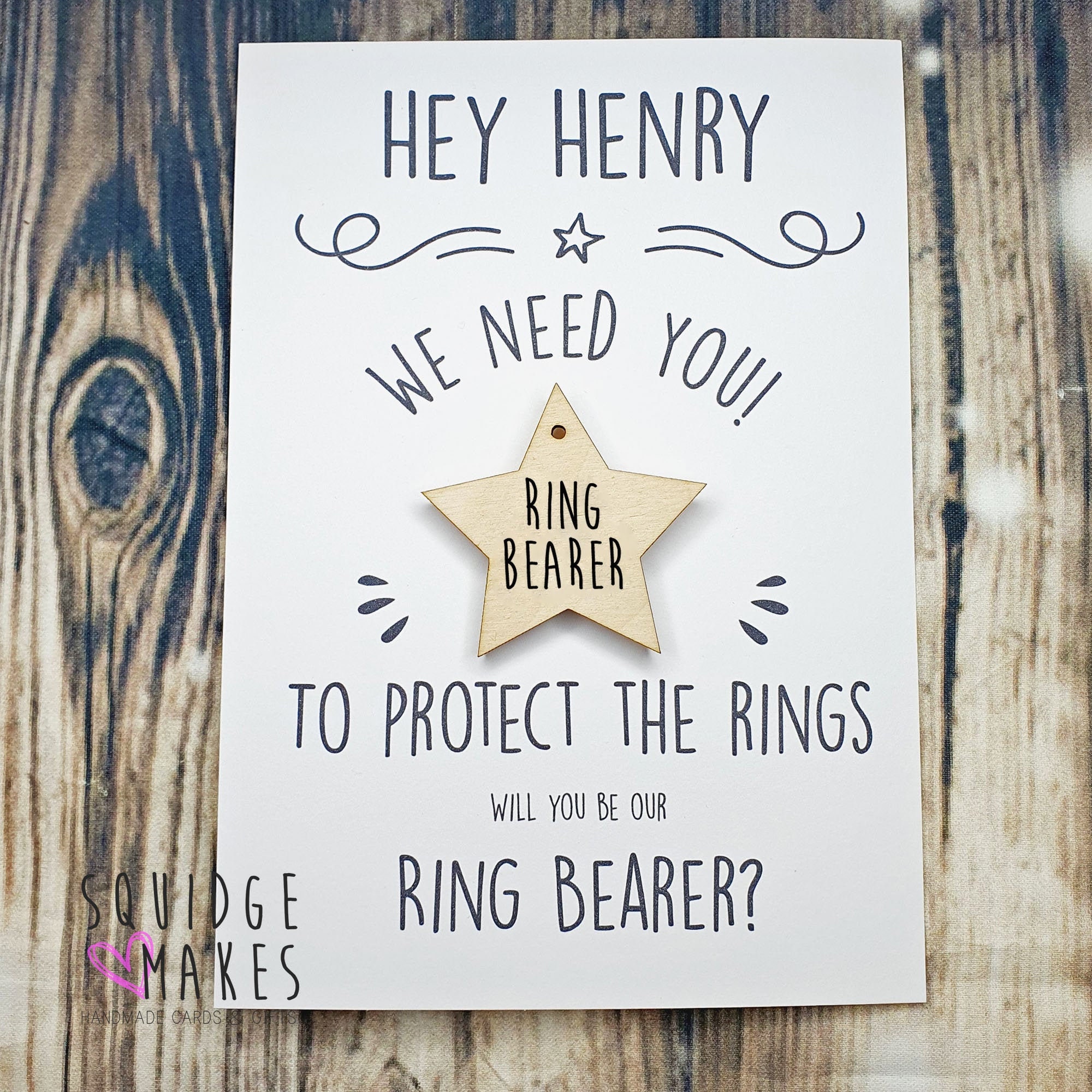 Personalised Ring Bearer Badge Security Proposal Card Will - Etsy UK