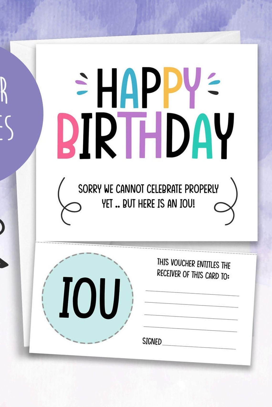 Personalised Voucher Birthday Iou 2021 Lockdown Isolation Card Etsy UK