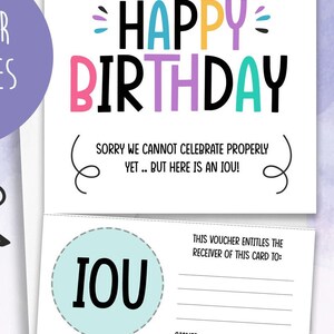 Personalised Voucher Birthday Iou 2021 Lockdown Isolation Card | Etsy UK