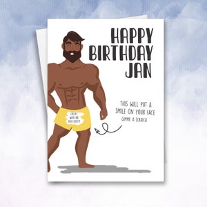 Carte d'anniversaire sexy personnalisée à gratter révélant une carte surprise, carte homme sexy pour elle, paquet de messages cachés, carte d'anniversaire gay image 1