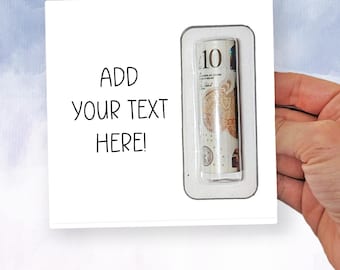Personalised Money Wallet, birthday anniversary holiday money iou - cash i owe Create your own money card