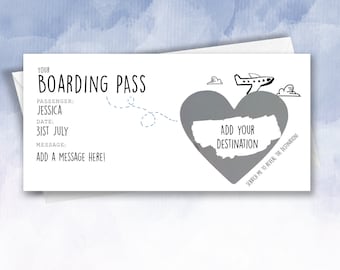 Personalised Surprise Birthday Card | Personalised Boarding Pass | Faux Fake Boarding Pass For Surprise Destination Trip