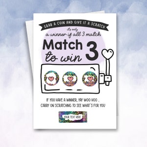 Personalised Lottery Scratch Card Birthday Anniversary Fun gift Holiday reveal