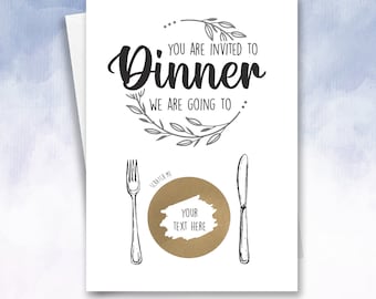 Personalised dinner reveal card * Taking you out to dinner * eating out scratch off card i'm taking you to dinner