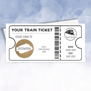 Personalised Surprise Birthday Card Personalised train ticket Faux Fake train Pass For Surprise Destination Trip image 1
