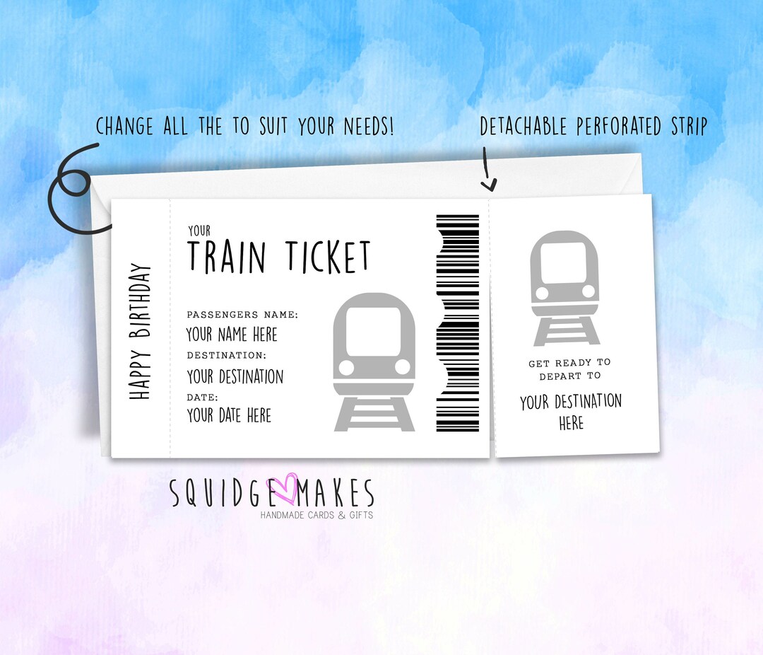 Personalised Boarding Pass Surprise Trip Reveal Gift Faux Fake Train