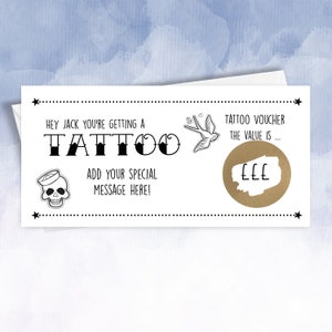 Personalised Tattoo Gift Voucher | Scratch Off And Reveal | Unique Gift Card | Birthday card | Anniversary Gift Matching tattoos