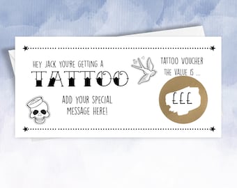 Personalised Tattoo Gift Voucher | Scratch Off And Reveal | Unique Gift Card | Birthday card | Anniversary Gift Matching tattoos