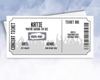 Christmas Gig Reveal Card  Personalised Scratch-Off Concert Ticket  Surprise Music Experience Gift Voucher gift idea for xmas
