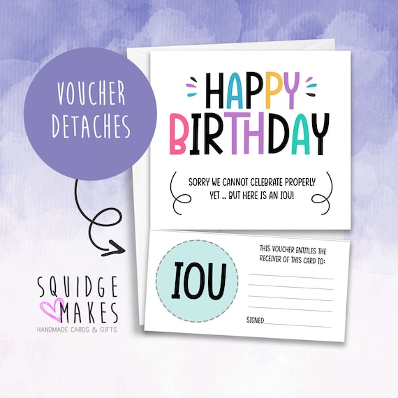 Personalised Voucher Birthday Iou Reveal Message Card Detach - Etsy UK