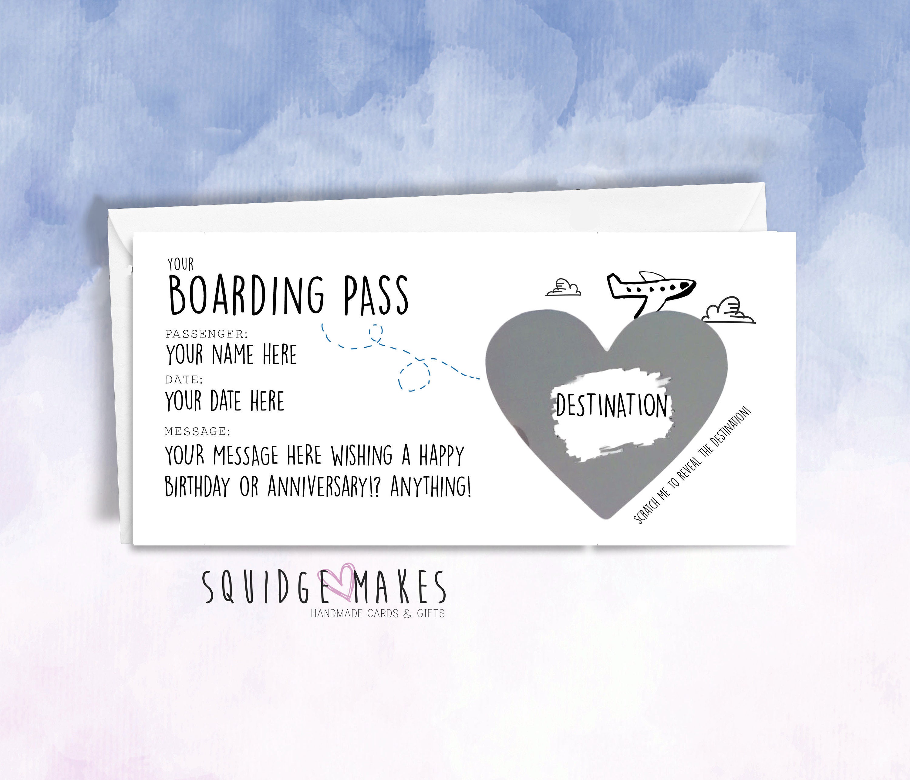 Carte à gratter,Ticket embarquement,Voyage,cadeau : : Produits  Handmade