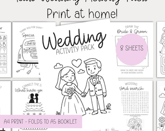 Libro de actividades para niños sobre bodas: divertidas páginas para colorear y laberintos (descarga digital)