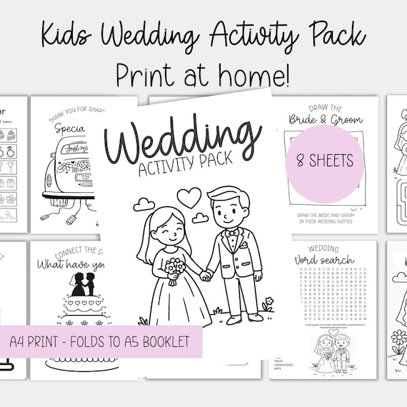 Kids Wedding Activity Pack Wedding Coloring Book Wedding Activity Book Children's Wedding Activity Book Kids Reception Table Activities