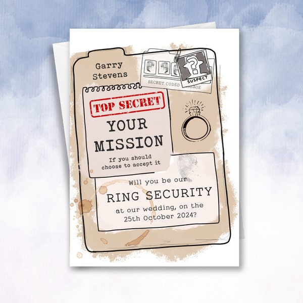 Personalised Ring Security Mission | Page Boy Usher Proposal | Top Secret | Mum's Security Ring bearer