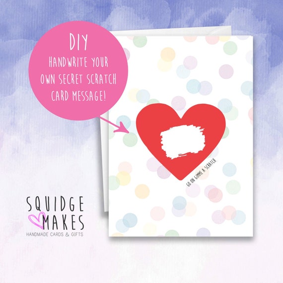 Surprise Scratch card personalised pregnancy birthday wedding announcement heart