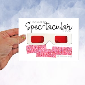 Tarjeta personalizada para revelar el contenido de las gafas 3D: regalo con mensaje sorpresa.