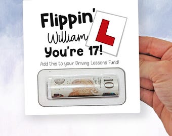 17th Birthday Gift For Boy Girl, Money Gift, Driving Lesson Gift, Learning To Drive, Money Holder, Money Wallet, 17th Birthday Son Daughter