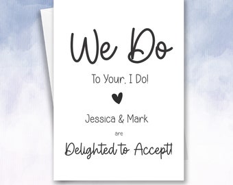 Wedding Personalised Acceptance Card, RSVP Card, Wedding Day, Thank You Card, Accept, Evening Invitation Acceptance, Wedding Reply,