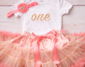 Coral Cake Smash Outfit, Coral Tutu, Coral Baby Tutu, Newborn Tutu Coral, Coral Tutu Set, First Birthday Outfit Girl Coral, Tutus Coral