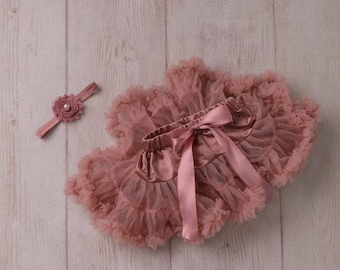 Antique Pink Tutu, First Birthday Outfit Girl, Cake Smash Outfit, Pink Tutu, Tutu Outfit, Tutu and Headband Set, Baby Tutu, Birthday Outfit