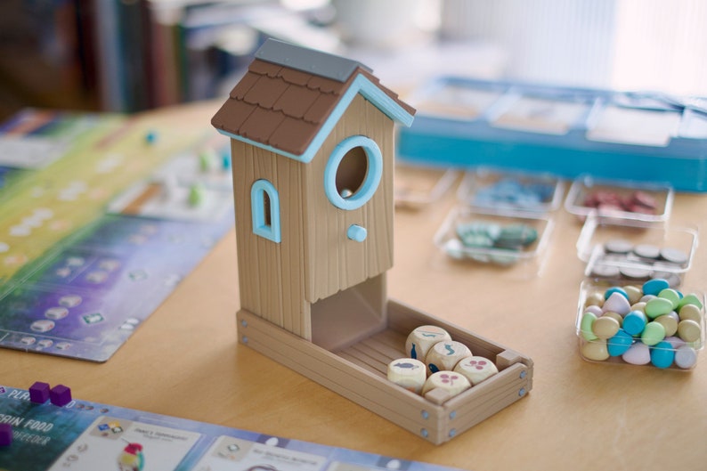 Wingspan board game dice tower with food resource dice