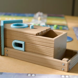 3D printed dice tower for Wingspan board game assembled for storage