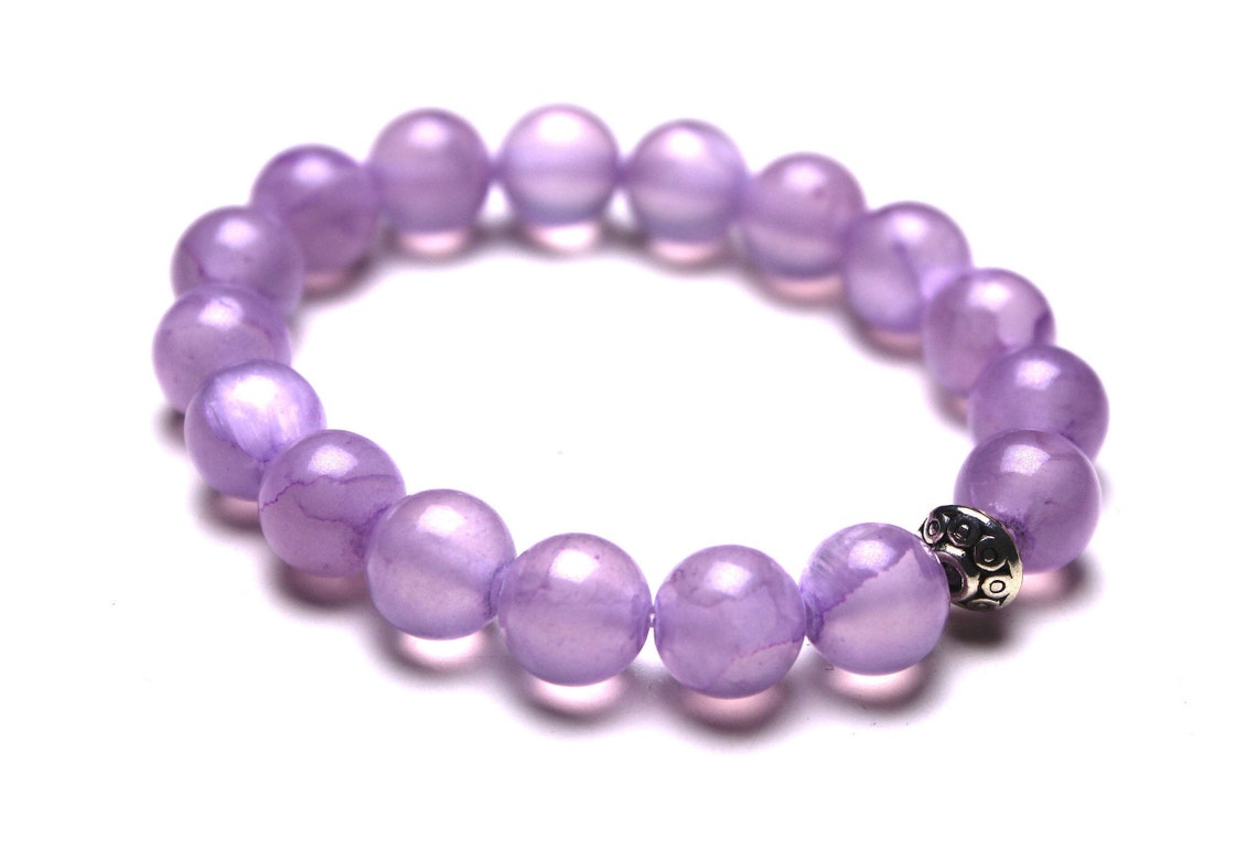 Purple Jade Healing Crystal Bracelet | Etsy