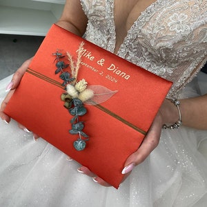 Wedding guest book Eucalyptus, Guest book Rustic wedding, Personalized, Guest book wedding Natural, Dried flower wedding book, Guest book