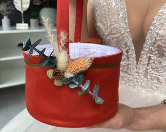 Flower girl basket Eucalyptus wedding, Personalized, Wedding basket Dried flower, Flower basket Dried eucalyptus, Basket Rustic wedding