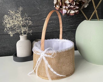 Cesta de niña de las flores para boda minimalista, Cesta de niña de las flores rústica, Cesta de niña de las flores, Cesta de flores minimalista, Cesta de boda para boda rústica