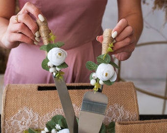 Servidor de pastel Boda rústica, Personalizado, Servidor de pastel de boda Boda boho, Cortador de pastel de boda Boda rústica y Corte de pastel de boda rústico