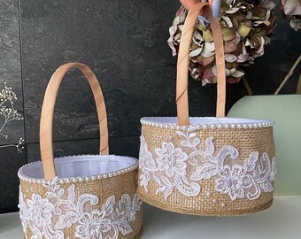 Flower girl basket Rustic wedding, Wedding basket Rustic wedding, Flower basket Boho, Wedding accessories, Personalized wedding Boho wedding
