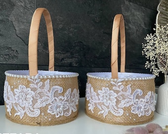 Rustic Wedding Flower Girl Basket,