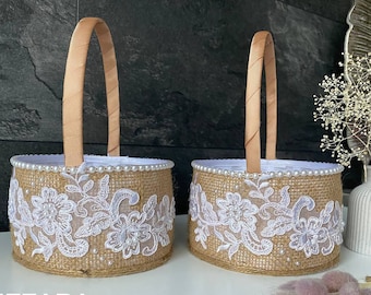 Flower girl basket Rustic wedding, Wedding basket Rustic wedding, Flower basket Boho, Wedding accessories, Personalized wedding Boho wedding