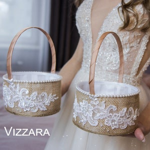 Flower girl basket Rustic wedding, Rustic flower girl basket, Basket flower girl, Flower basket Boho wedding, Flower girls basket Rustic