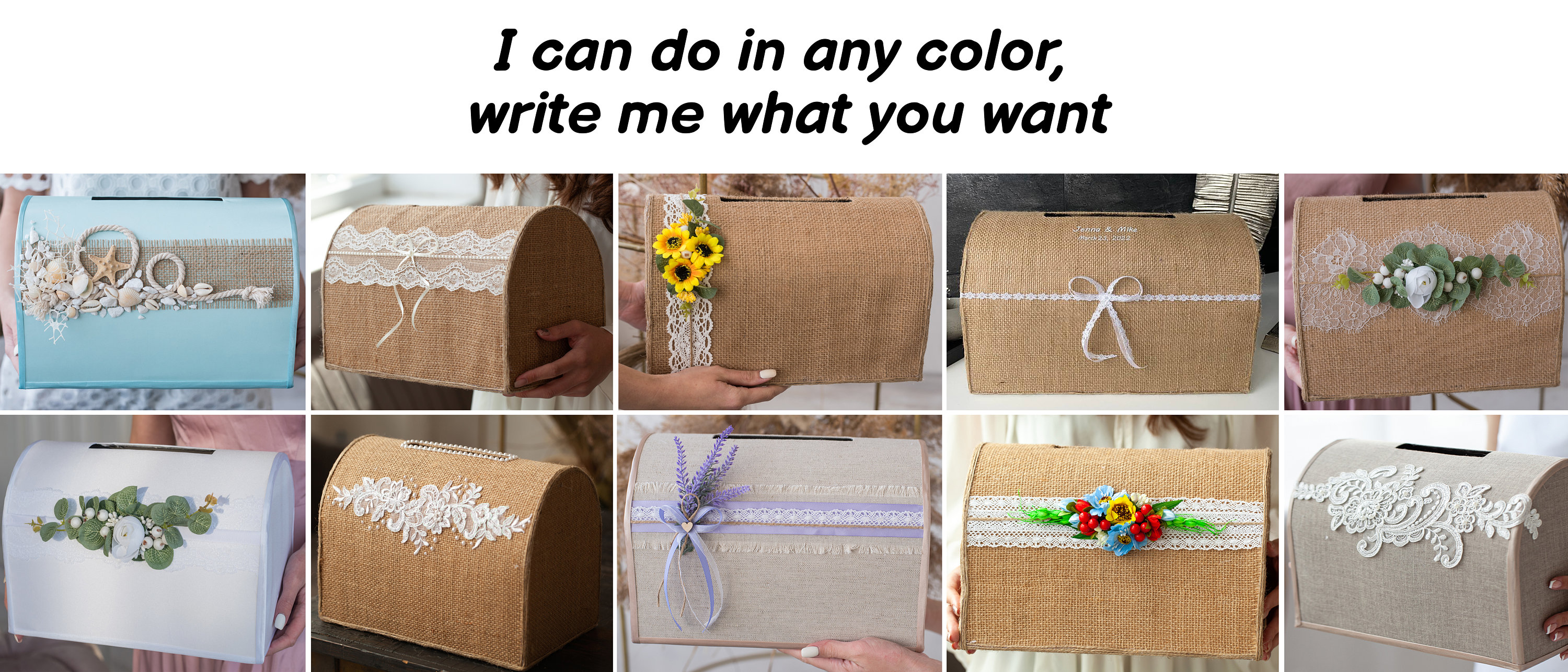 Hochzeitskarten-Box Aus Holz – Weiße Rustikale Box Für Karten & Geldgeschenke, Mit Dankeschön-Schild