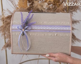 Wedding card box Lavender wedding, Personalized, Card box Lavender wedding, Wedding box for card Lavender wedding, Money box Rustic wedding