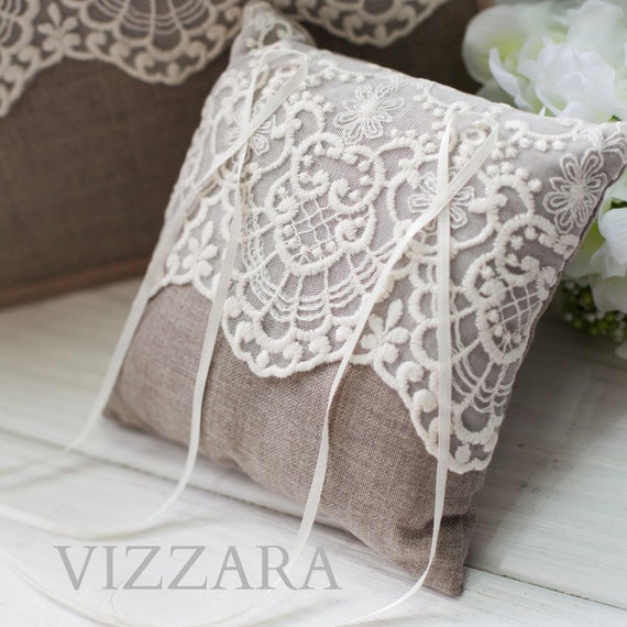Rustic wedding ring pillow jute wedding pillows rustic wedding pillows