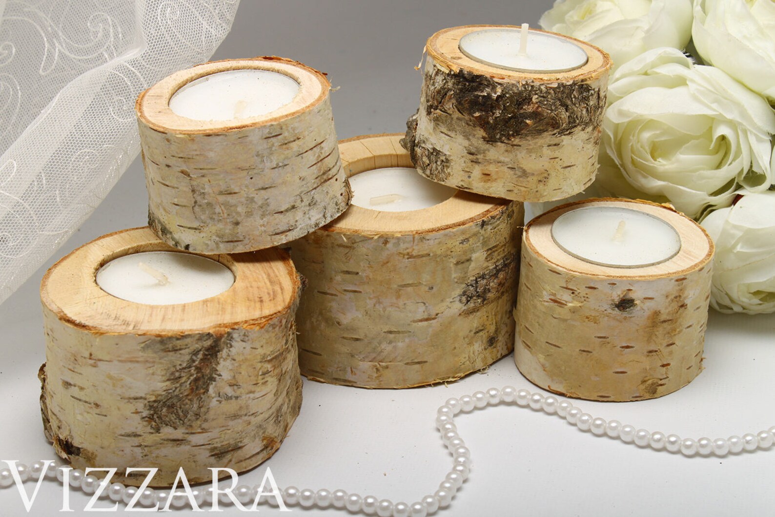 Decor rustic candle holder Wood slice country decor Rustic Etsy