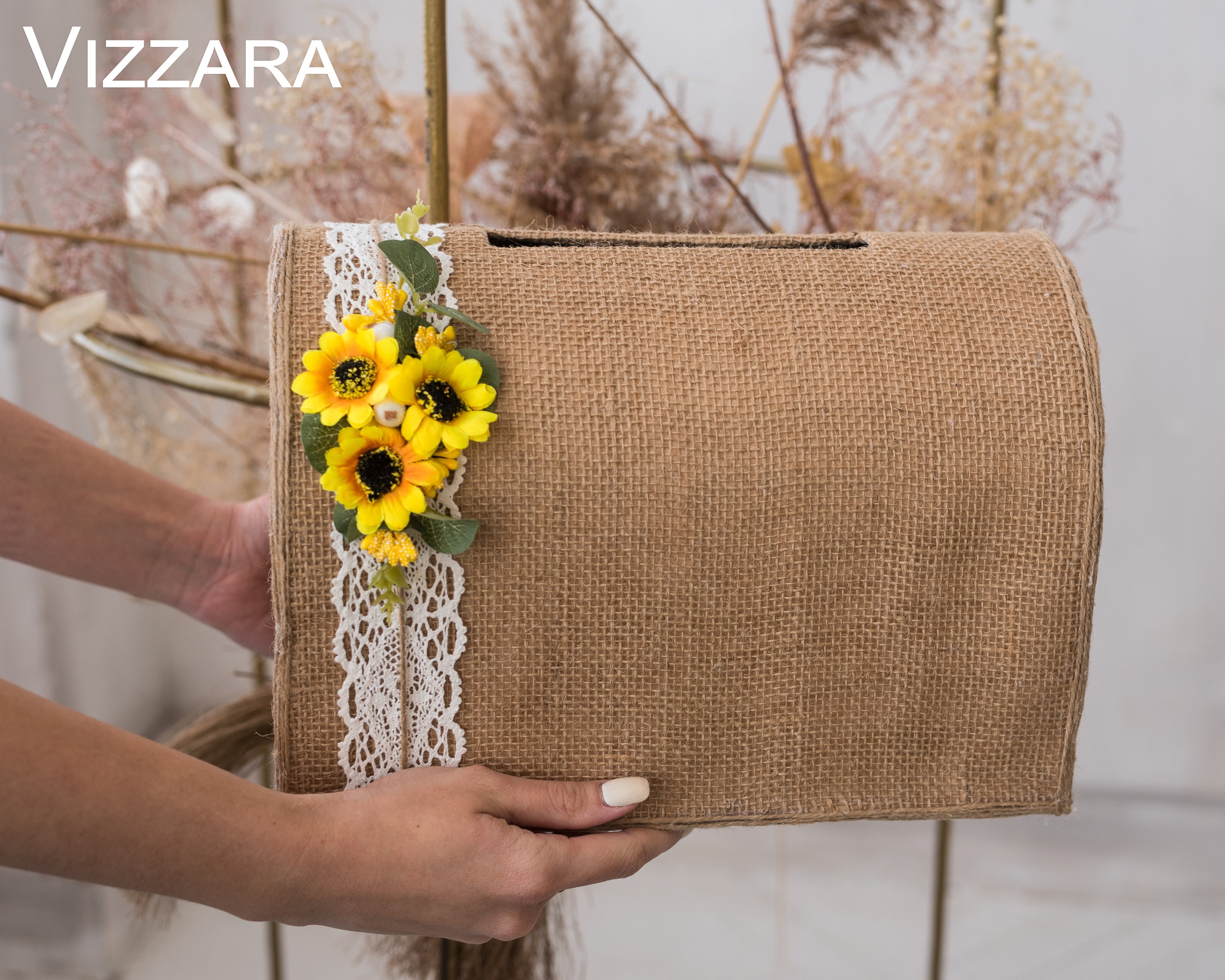 Sunflower card box Sunflower wedding card box Wedding money box Rustic Wedding card box Sunflower wedding Card box for